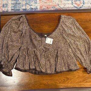 Brown Free People Floral Print Women's Top